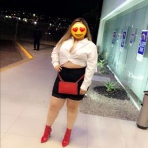 Jessica simpson red faux leather boots